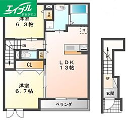 ディアコート 2LDKの間取図画像