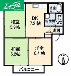 パークヒルA 3DKの間取図画像