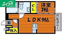 アランフェス羽島 1LDKの間取図画像