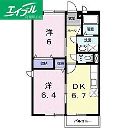 シャトー・レインボーB 2DKの間取図画像