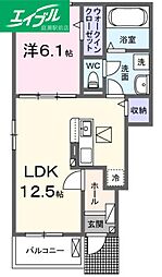 クレメント 1LDKの間取図画像