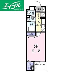 SUN16浜町 1Kの間取図画像