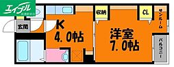 スカイコートマンション2 1Kの間取図画像