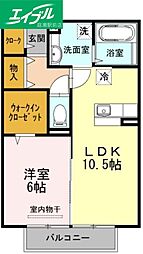 サクラコーポA 1LDKの間取図画像