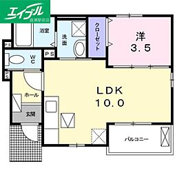 エスポワール真壁A 1LDKの間取図画像