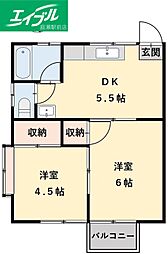 味野コーポ 2DKの間取図画像