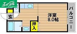 ネオモンシェリー津島A ワンルームの間取図画像