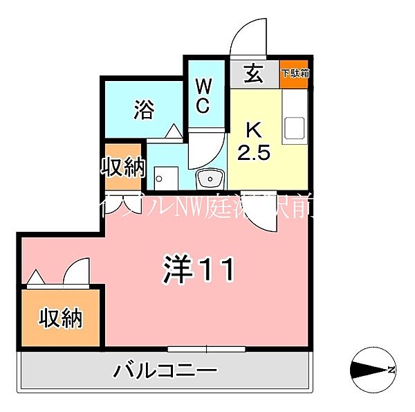 ブールブランシュ　C棟 ｜岡山県倉敷市中庄(賃貸マンション1K・3階・26.85㎡)の写真 その2