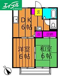 サンライフひろみねA 2DKの間取図画像