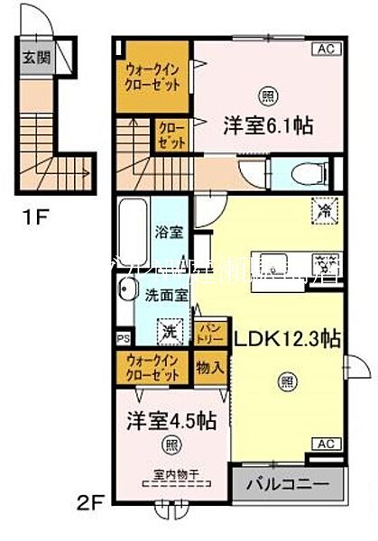 ソレイユ　Ｂ棟 ｜岡山県岡山市北区白石西新町(賃貸アパート2LDK・2階・62.40㎡)の写真 その2