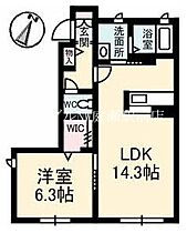 ガーディアン城南  ｜ 岡山県岡山市北区庭瀬（賃貸アパート1LDK・1階・49.01㎡） その2