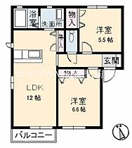 メゾンYK　Ａ棟  ｜ 岡山県倉敷市白楽町（賃貸アパート2LDK・2階・54.81㎡） その2