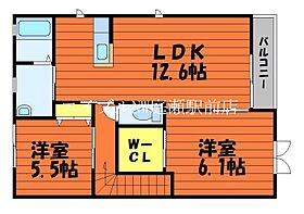 アリエッタ　Ａ棟  ｜ 岡山県倉敷市笹沖（賃貸アパート2LDK・2階・61.63㎡） その2