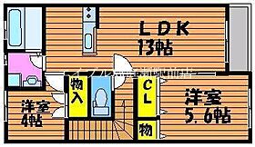 クラウンフィールドＮ　Ｄ  ｜ 岡山県岡山市北区撫川（賃貸アパート2LDK・2階・55.68㎡） その2