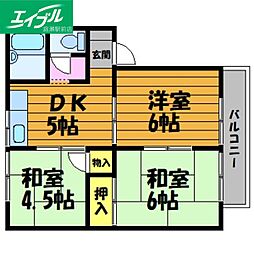 コーポ岸本A 3DKの間取図画像