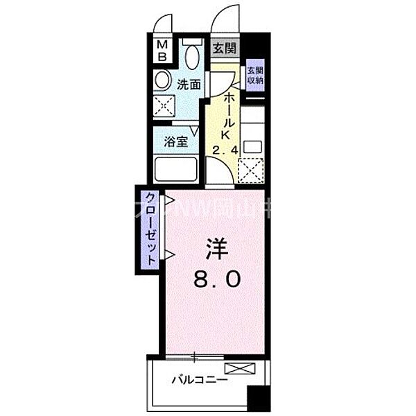 エトワール　ポレール　III号館 ｜岡山県岡山市北区富田(賃貸マンション1K・4階・27.28㎡)の写真 その2