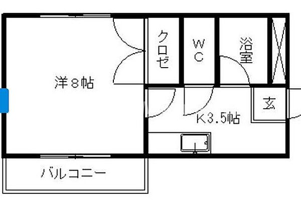 メゾンウインズ ｜岡山県岡山市北区富田(賃貸マンション1K・2階・25.92㎡)の写真 その2