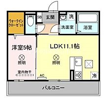 Elpis　II　II棟  ｜ 岡山県岡山市北区番町1丁目（賃貸アパート1LDK・1階・40.04㎡） その2