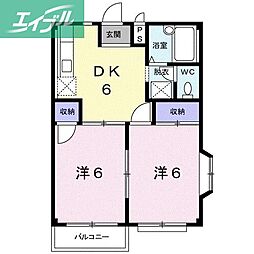 エルディム神田A 2DKの間取図画像