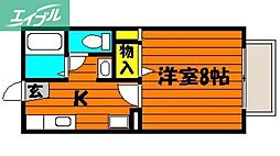 メゾンたちばなC 1Kの間取図画像