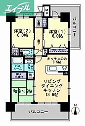 アルファライフ岡山駅南 3LDKの間取図画像
