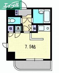 ダイアパレス京町2 1Kの間取図画像