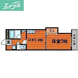 エスパス東古松 1DKの間取図画像