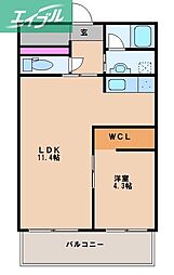 ハアラン内山下 1LDKの間取図画像