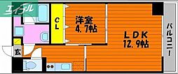 ハアラン表町 1LDKの間取図画像