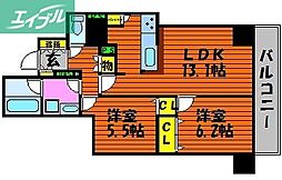 ライオンズタワー岡山表町 2LDKの間取図画像