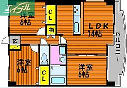 アークハイツ鹿田 3LDKの間取図画像