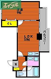 ライオンズマンション岡山弓之町 1LDKの間取図画像