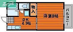 カーサスTA 1DKの間取図画像