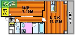 ハートフル大元駅前 1LDKの間取図画像