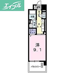 レジデンス西川 1Kの間取図画像