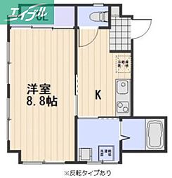 土井ビル 1Kの間取図画像