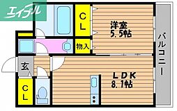 ハートフル医大西 1LDKの間取図画像