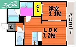 ラプリエール 1LDKの間取図画像