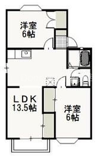 岡山県岡山市中区今在家(賃貸アパート2LDK・2階・52.99㎡)の写真 その2
