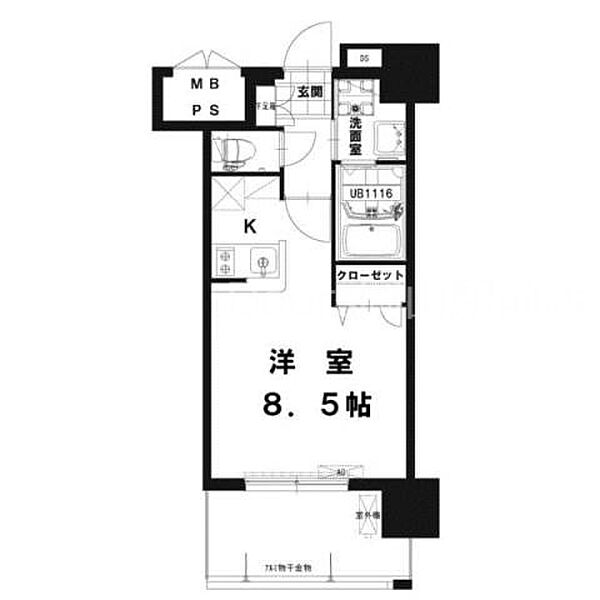 SWISS NISHIGAWA ｜岡山県岡山市北区田町2丁目(賃貸マンション1K・7階・25.56㎡)の写真 その2