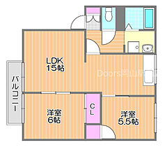 サンサリーレ藤崎B棟  ｜ 岡山県岡山市中区藤崎（賃貸アパート2LDK・2階・54.84㎡） その2