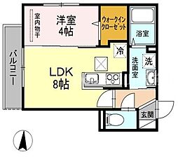 JR山陽本線 岡山駅 徒歩5分の賃貸アパート 1階1LDKの間取り