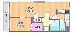 N・O青江 1LDKの間取図画像