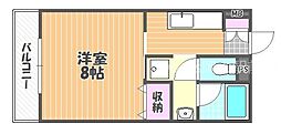 はなはうす門田二番館 1Kの間取図画像