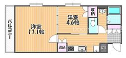 ロイヤルハイツ人見2 2Kの間取図画像