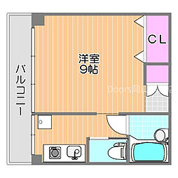 ラ・メール撫川 1Kの間取図画像