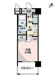 アレクサスラストラーダ 4階1Kの間取り