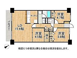 フロレスタ・ミオ山田池公園　中古マンション 3LDKの間取り