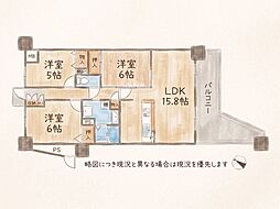ランフォルセ香里園 3LDKの間取図画像