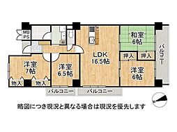 香里ケ丘セントポリア1号棟 4LDKの間取図画像